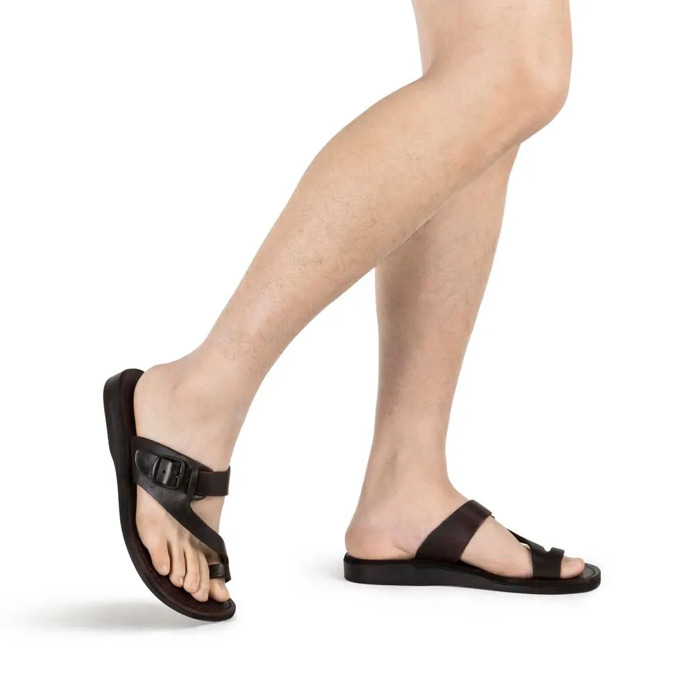 Abner - Leather Metal Buckle Sandal | Brown