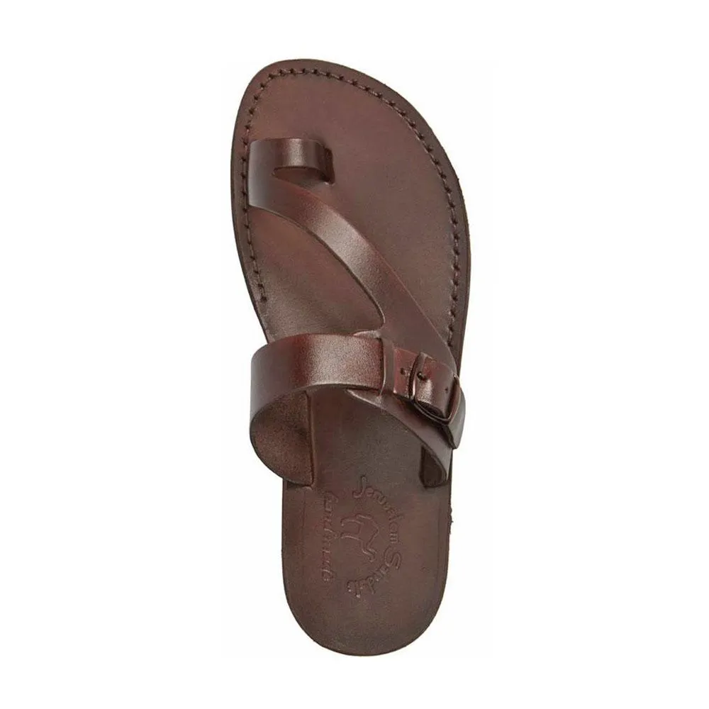 Abner - Leather Metal Buckle Sandal | Brown