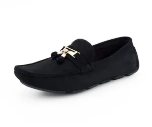 Amali Dyer Luxe Tassel Moccasins Men's Black Vegan