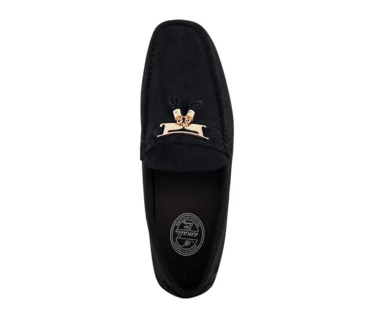 Amali Dyer Luxe Tassel Moccasins Men's Black Vegan