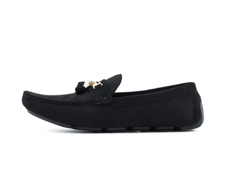 Amali Dyer Luxe Tassel Moccasins Men's Black Vegan