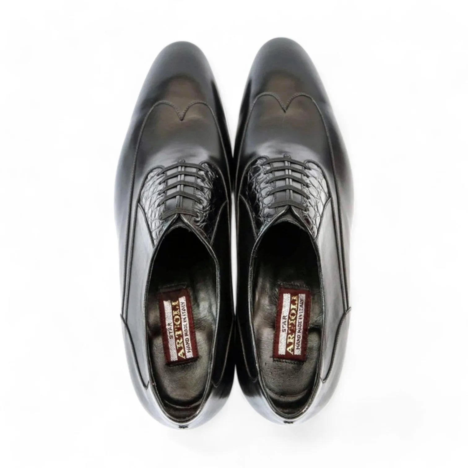 Artioli Achille Men's Shoes Exotic Alligator / Calf-Skin Leather Wingtip Oxfords (ART1049)