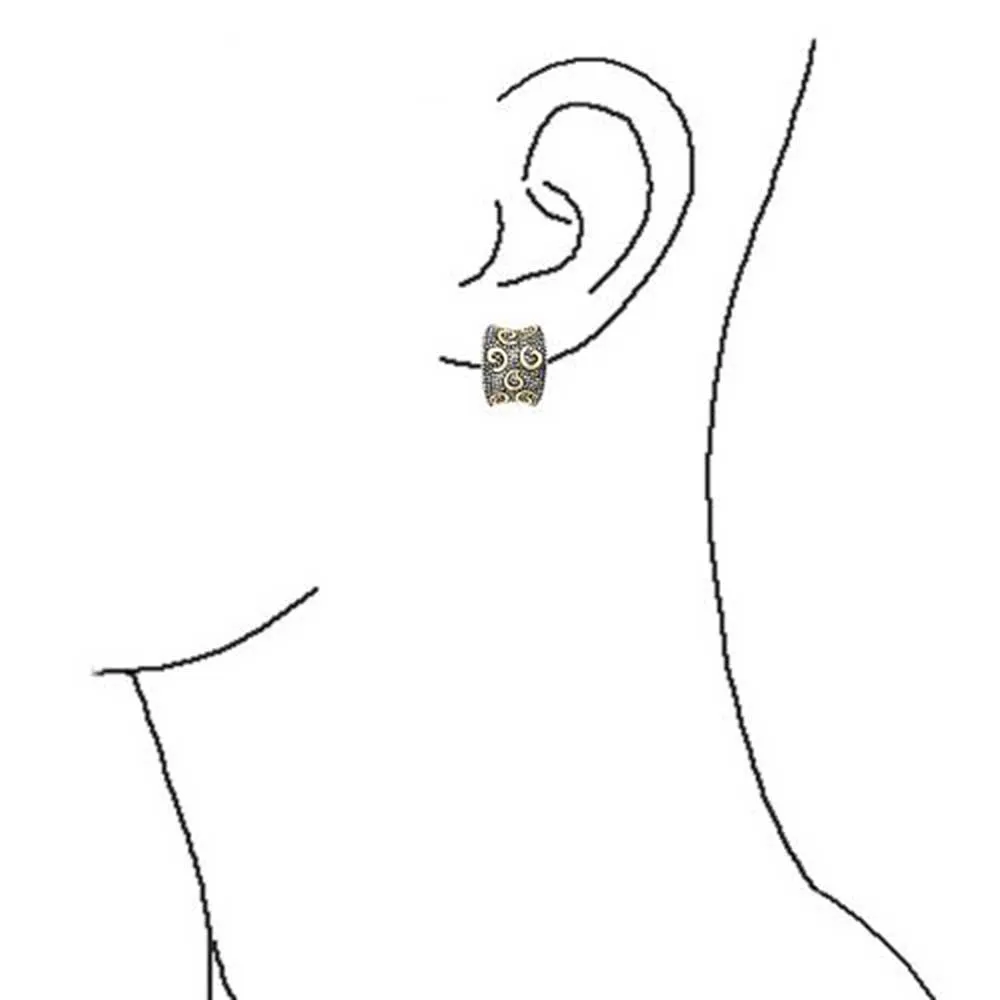 Bali Style Swirl Two Tone Clip-On Earrings for Non-Pierced Ears GoldBlackSilver