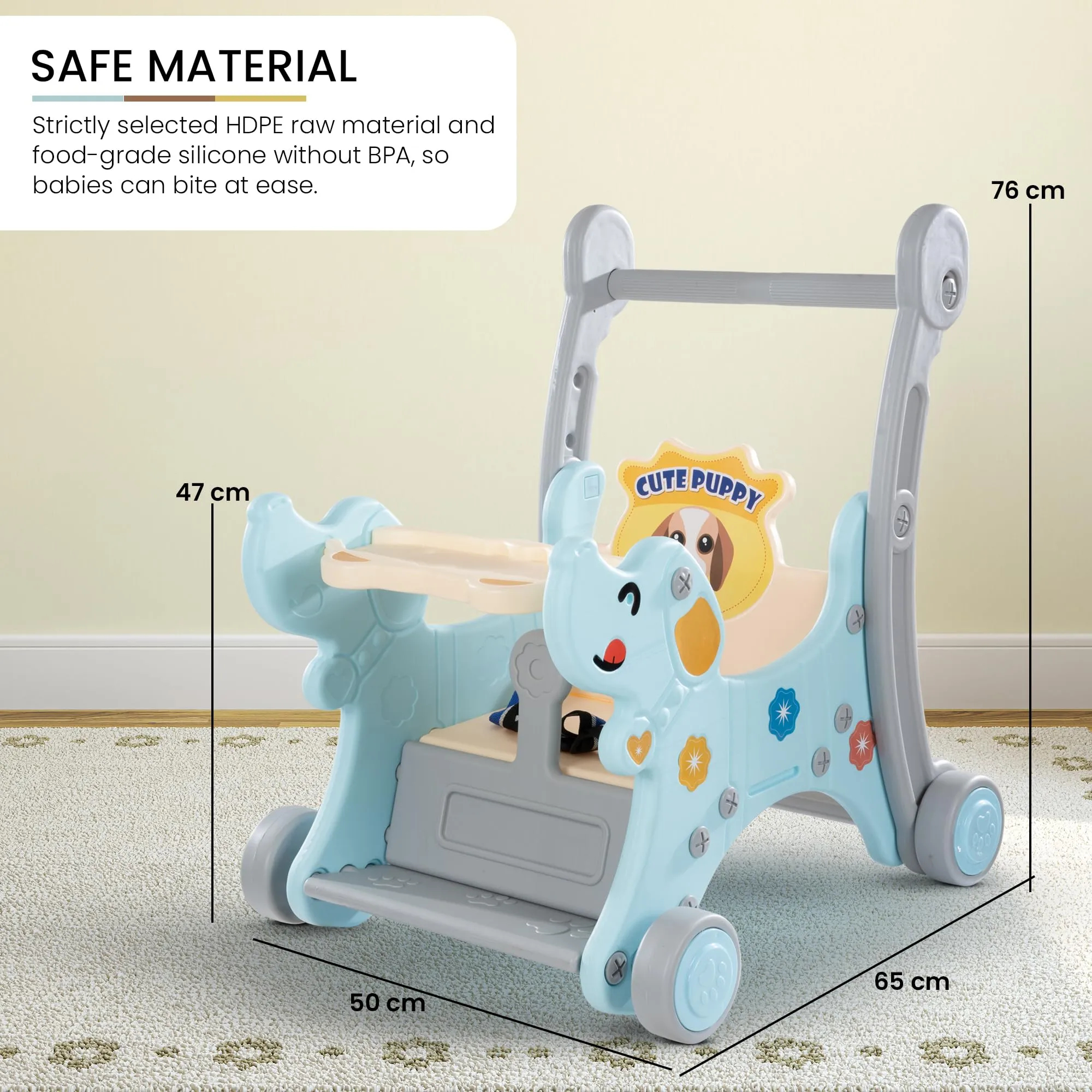 Baybee 3 in 1 Puppy Baby Rocking Chair for Kids | Baby Rocker Rider Toy for Kids with Food Tray, Seat Belt & Backrest