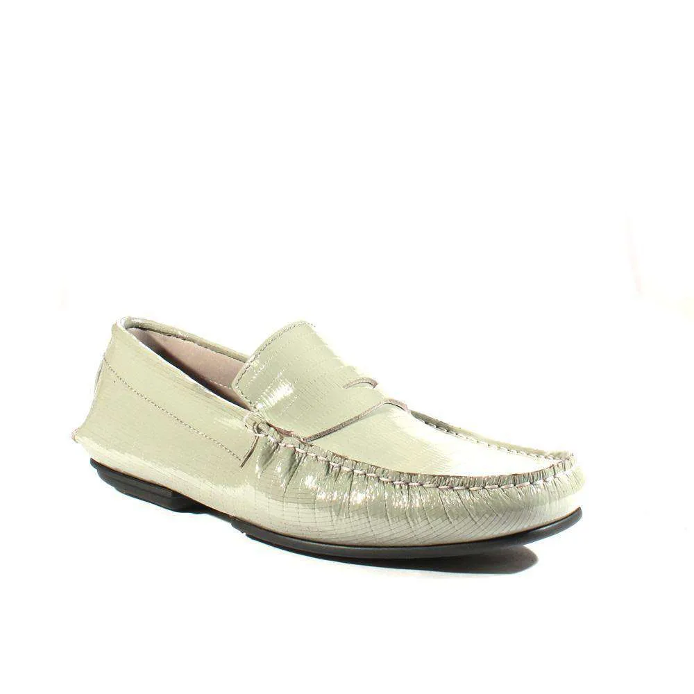 Cesare Paciotti Luxury Italian Men's Designer Shoes Fumo Textured Patent Leather Moccasins (CPM2347)