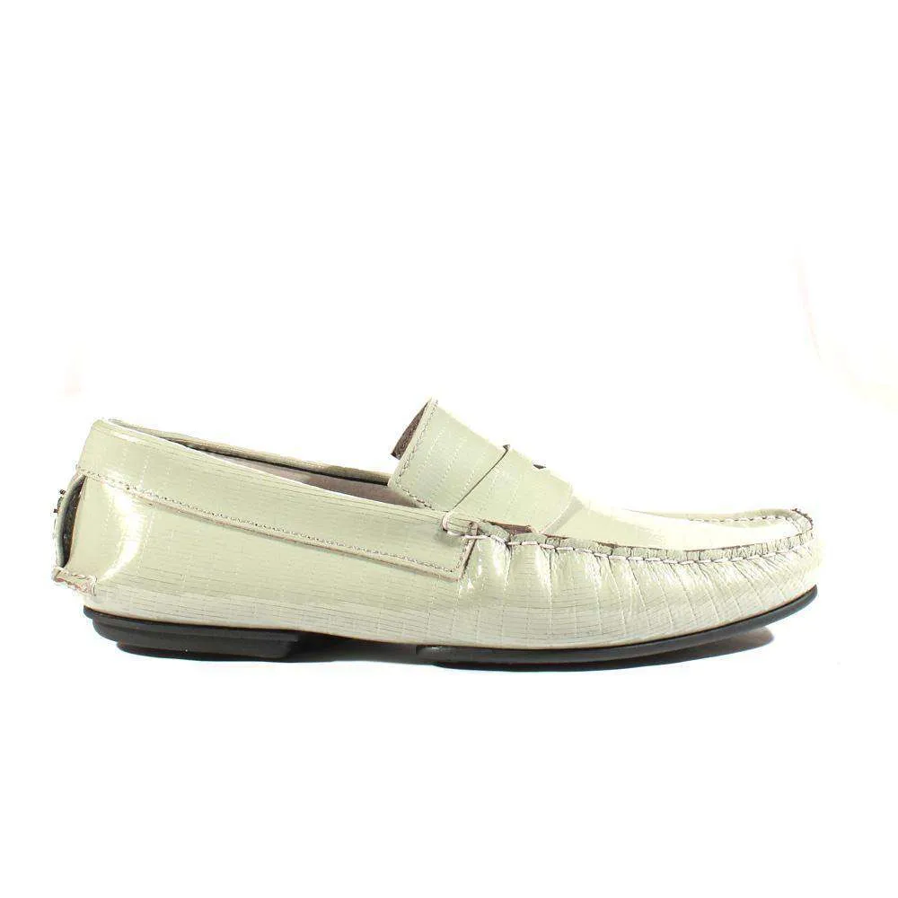 Cesare Paciotti Luxury Italian Men's Designer Shoes Fumo Textured Patent Leather Moccasins (CPM2347)