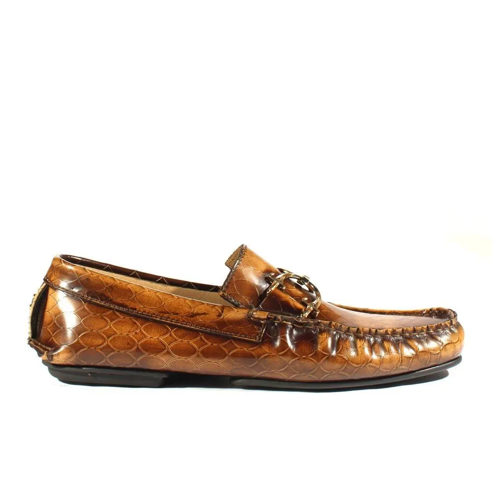 Cesare Paciotti Luxury Italian Men's Designer Shoes Two-Tone Brown Leather Moccasins (CPM2350)