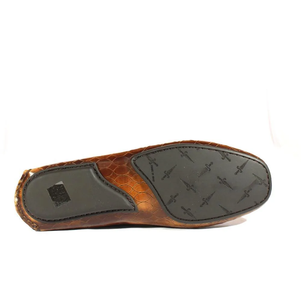 Cesare Paciotti Luxury Italian Men's Designer Shoes Two-Tone Brown Leather Moccasins (CPM2350)