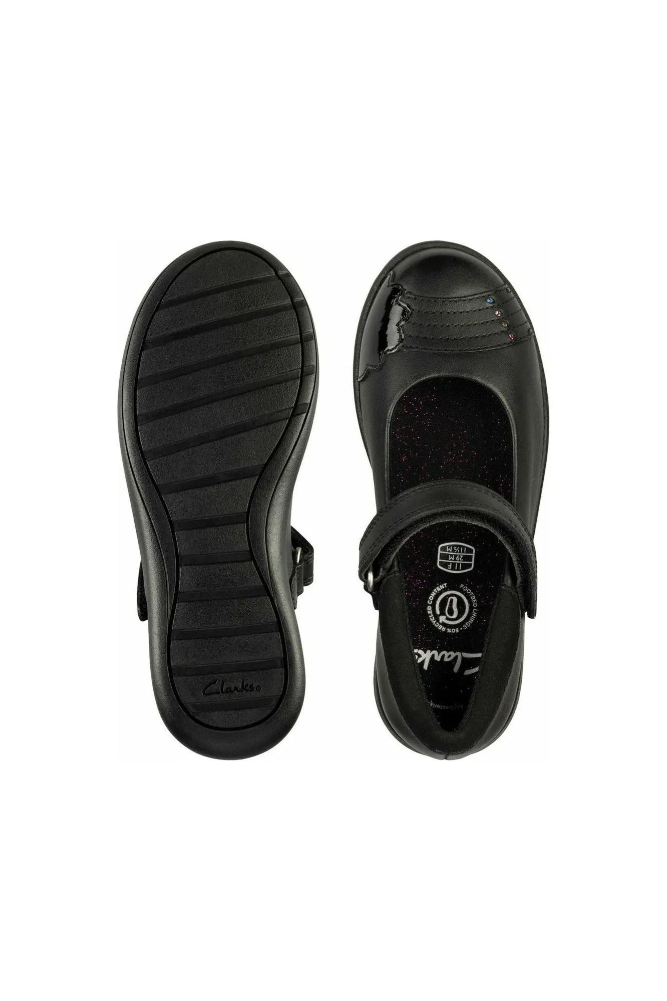 Clarks Etch Beam Kids Black Leather school shoe