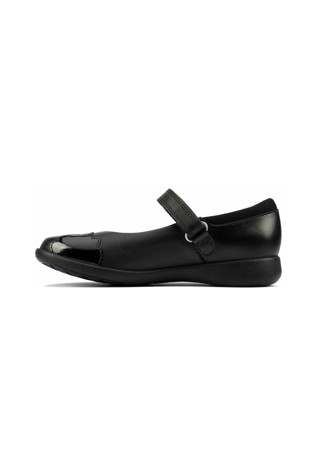 Clarks Etch Beam Kids Black Leather school shoe