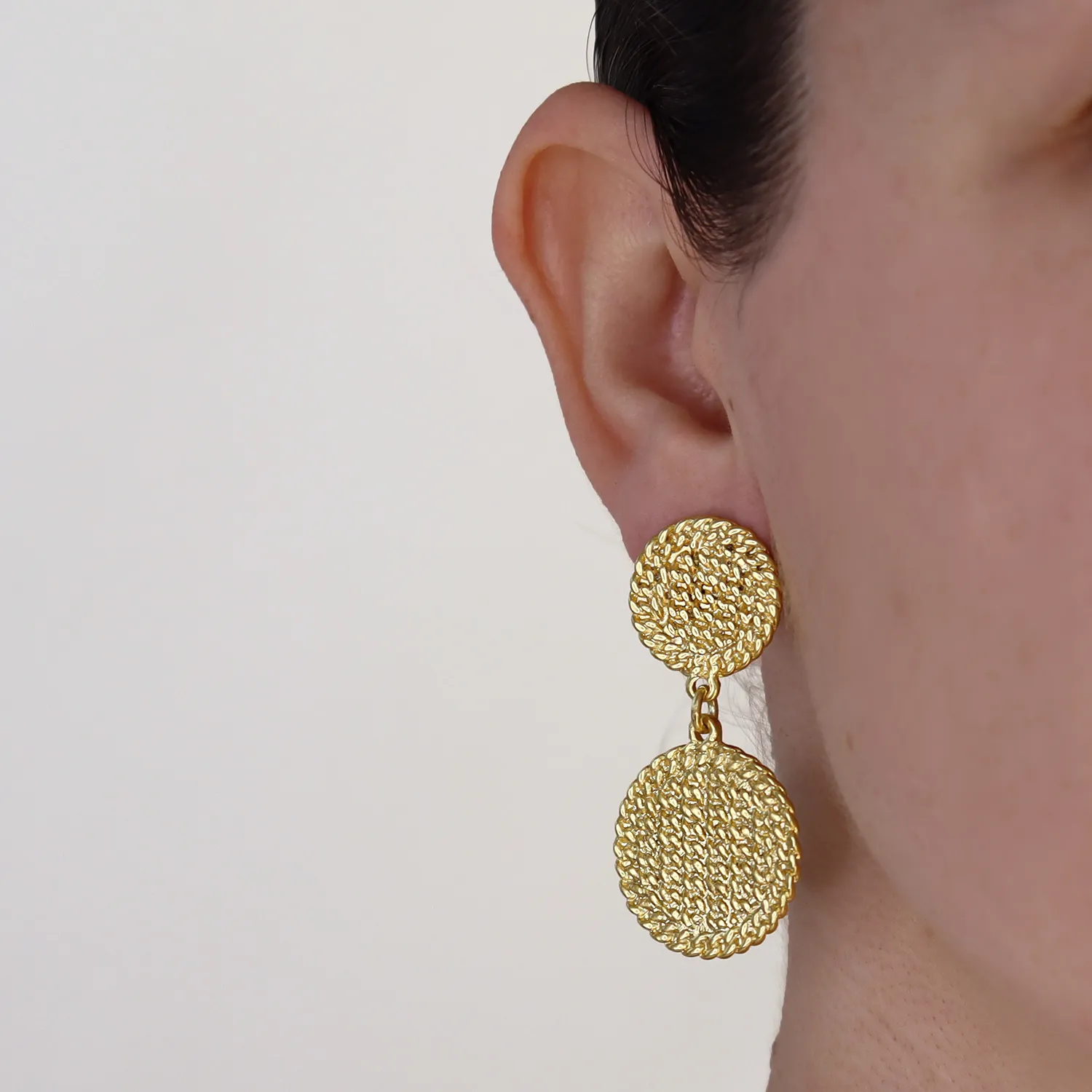 Cuban Disc Clip Earrings