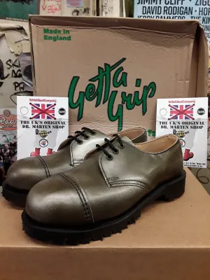 Dr Martens Getta Grip, Silver Metallic steel toe shoe size 4. Made in England