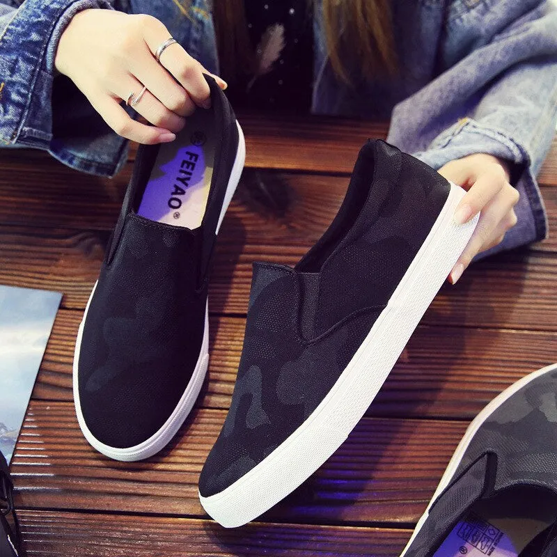 Fashionable Men'S Casual Shoes Men'S Shoes Loafers Camouflage One Pedal Lazy Shoes Thick Canvas Shoes Mens Shoes A44 Gvf