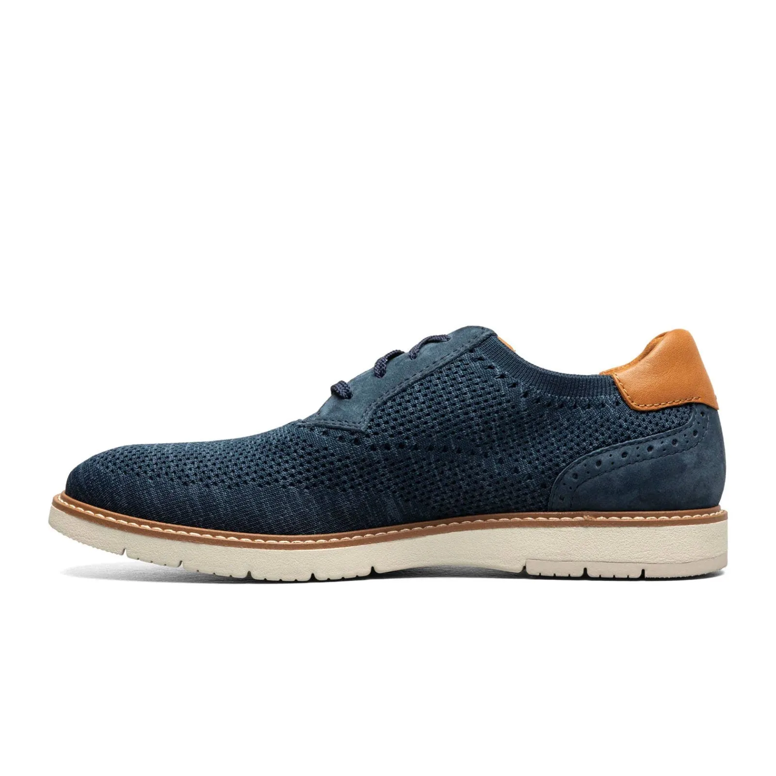 Florsheim Vibe Knit Plain Toe Oxford (Men) - Navy Knit/Nubuck with White Sole