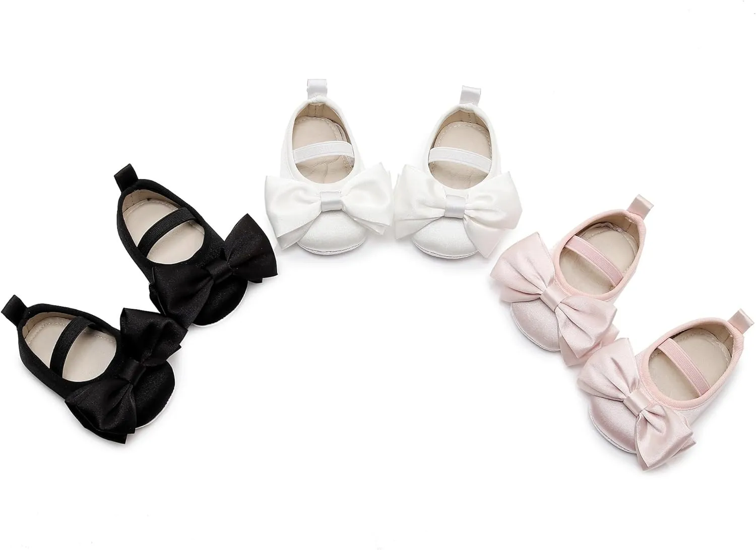 HONGTEYA Baby Girls Ballet Dress Shoes - Mary Jane Soft Sole Sidebow Toddler Moccasins