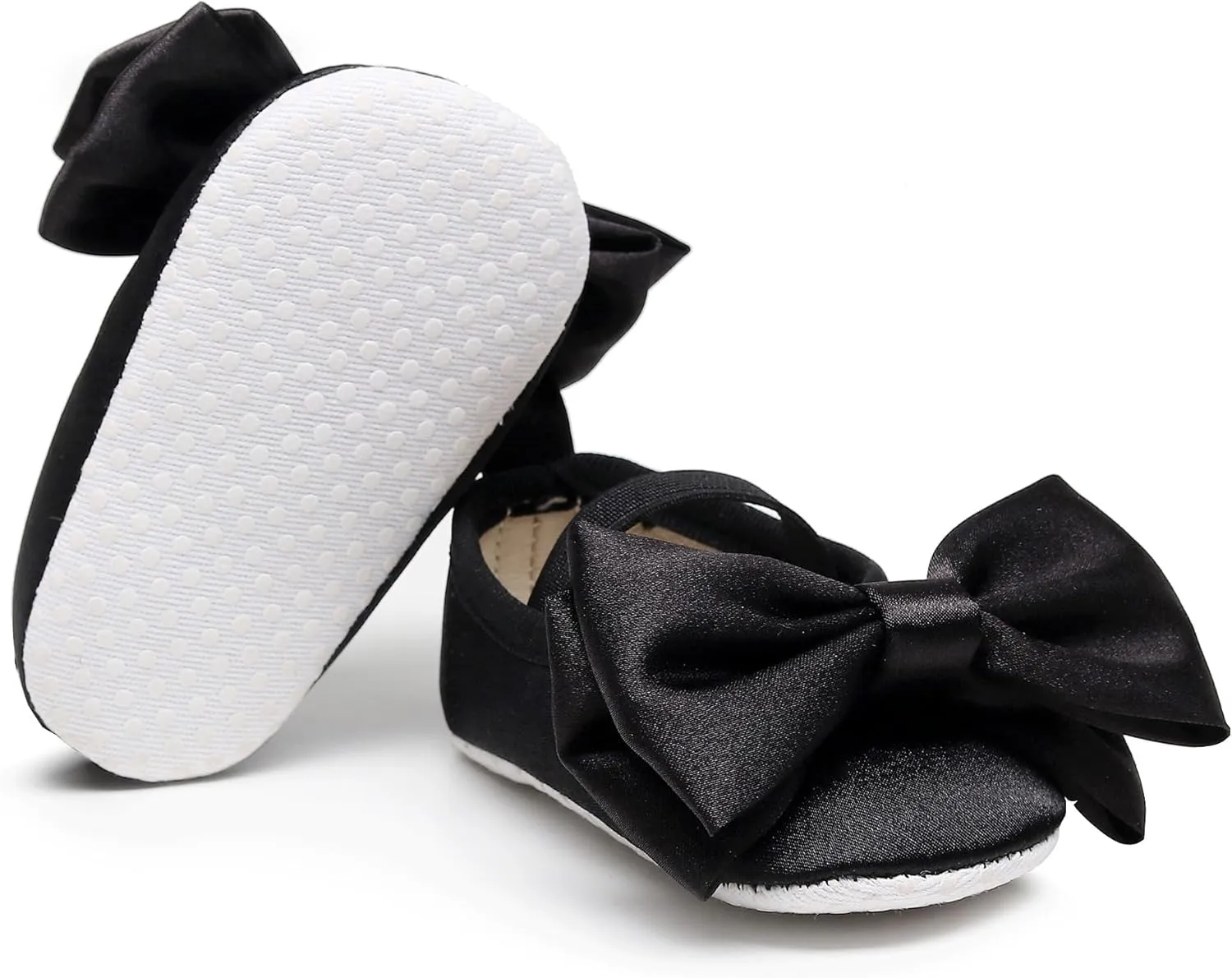 HONGTEYA Baby Girls Ballet Dress Shoes - Mary Jane Soft Sole Sidebow Toddler Moccasins