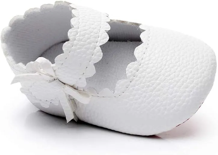 HONGTEYA Baby Girls Ballet Dress Shoes - Mary Jane Soft Sole Sidebow Toddler Moccasins