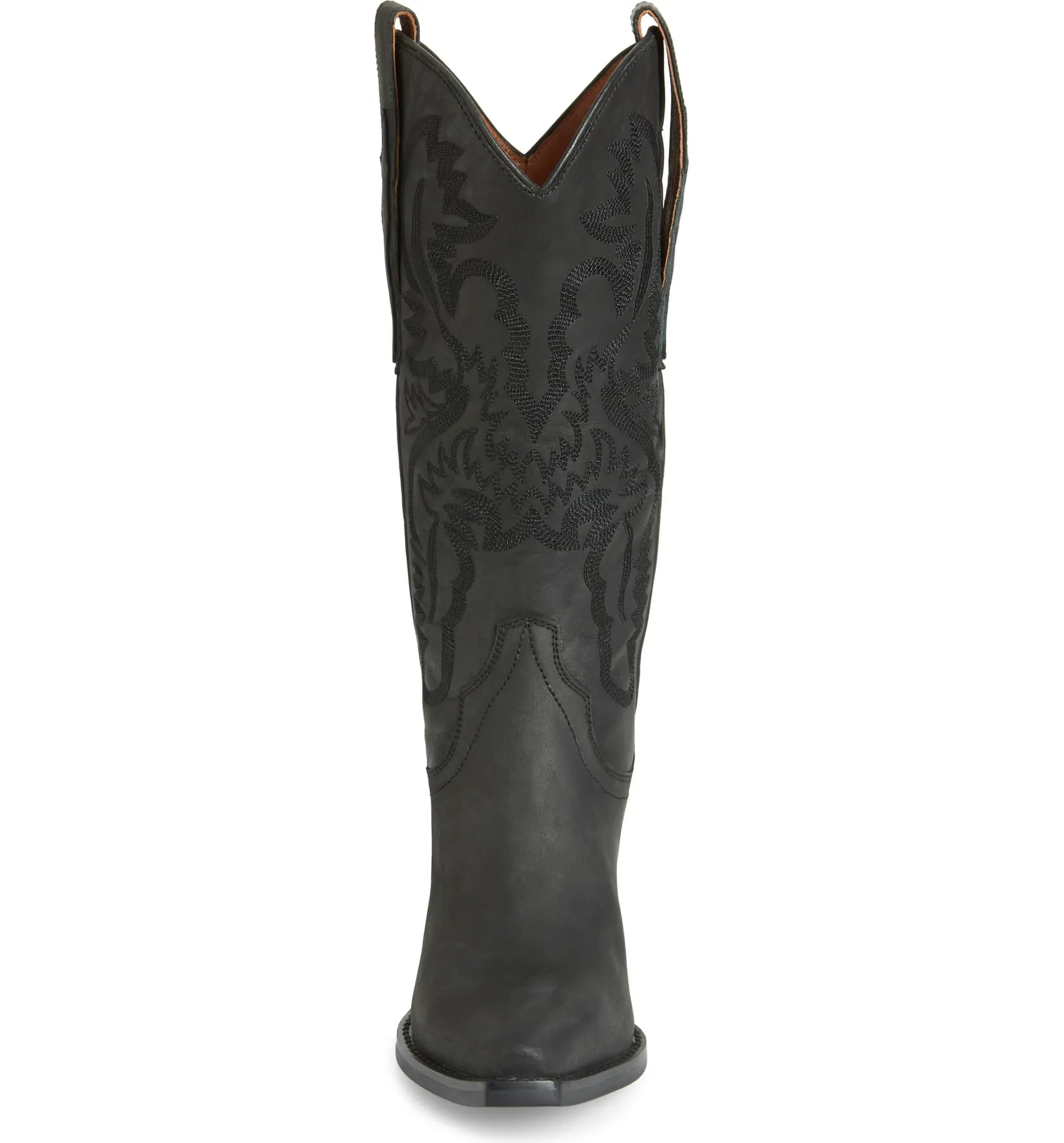 Jeffrey Campbell Dagget Black Washed Ornate Stitched Western Boots (8.5, Black)