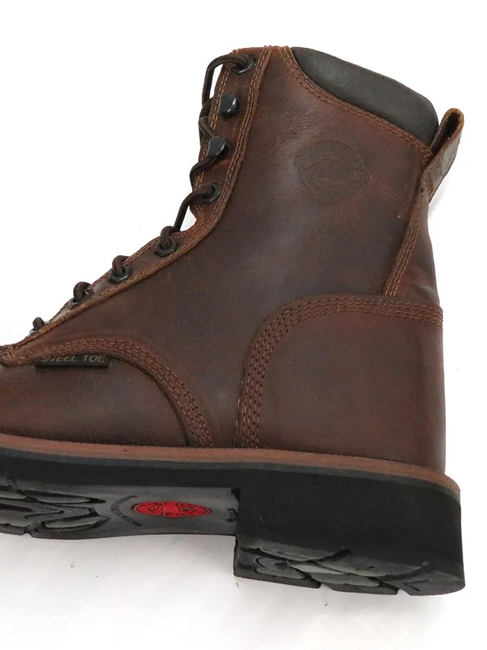Justin WK682 SE682 Mens Stampede Steel Toe Laced Up Work Boots Rugged Tan - D -