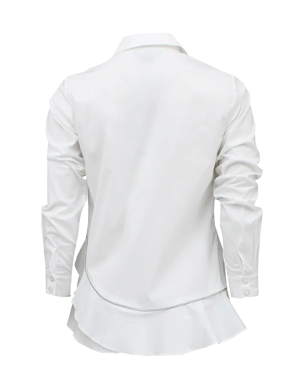 Long Sleeve Zipper Button Down Blouse