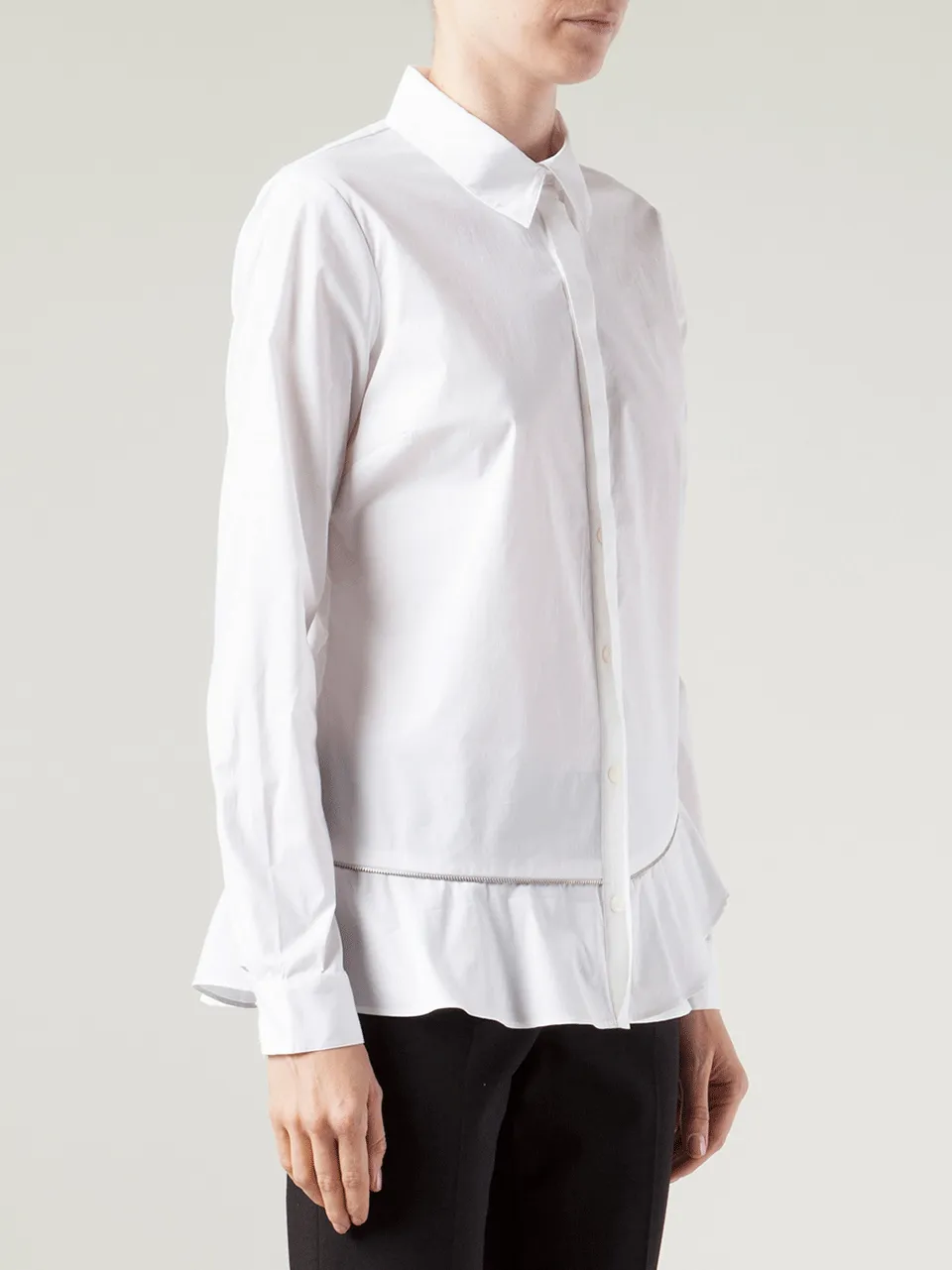 Long Sleeve Zipper Button Down Blouse