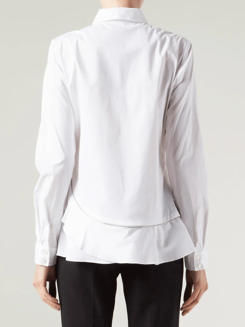 Long Sleeve Zipper Button Down Blouse