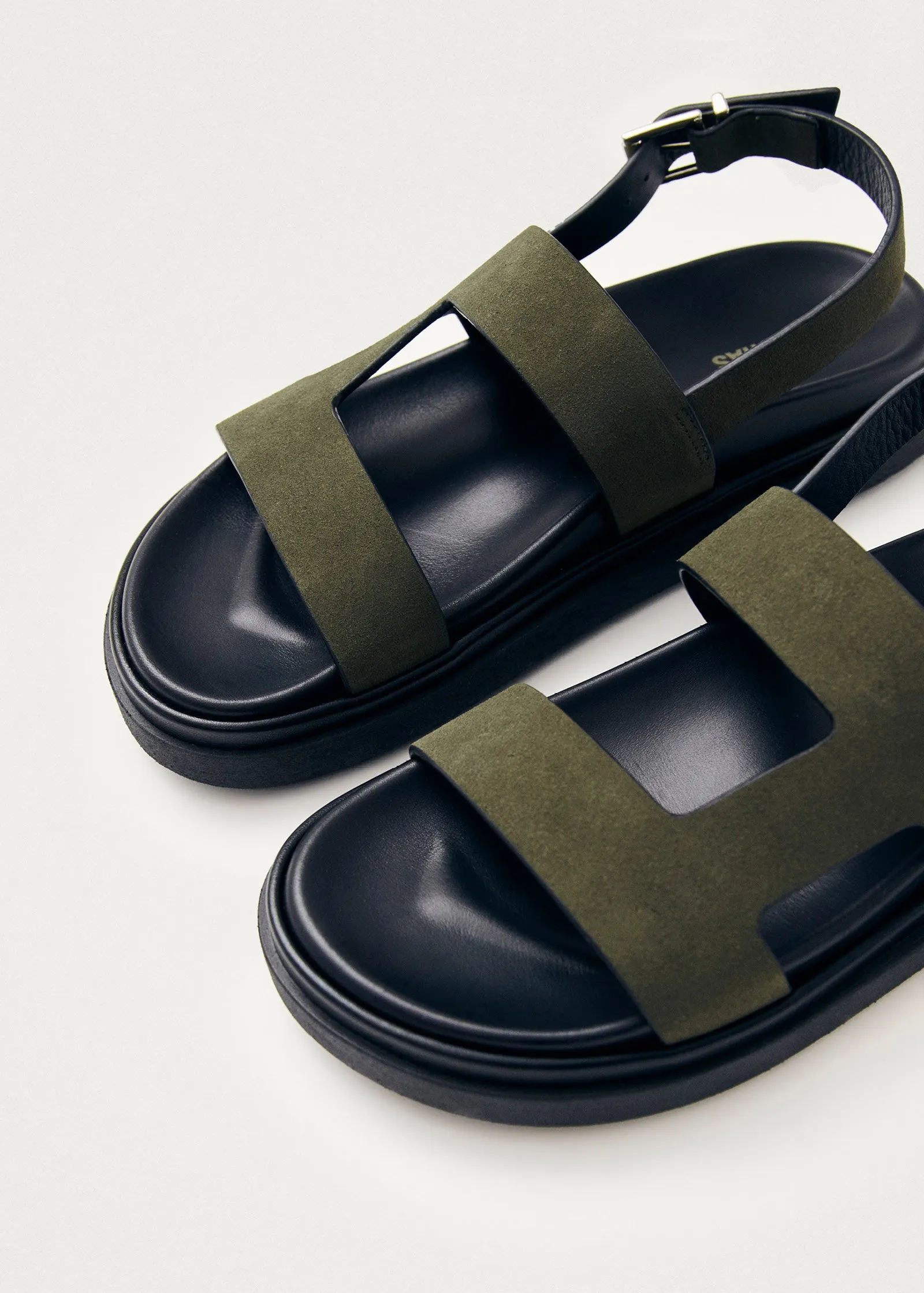Lorelei Suede Khaki Leather Sandals