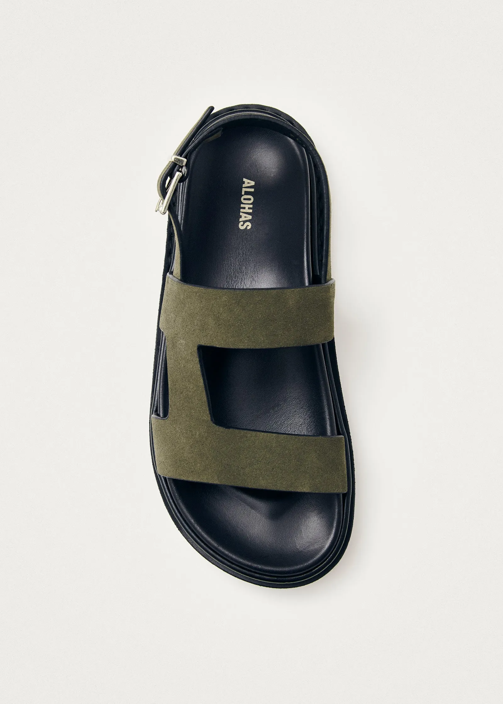 Lorelei Suede Khaki Leather Sandals