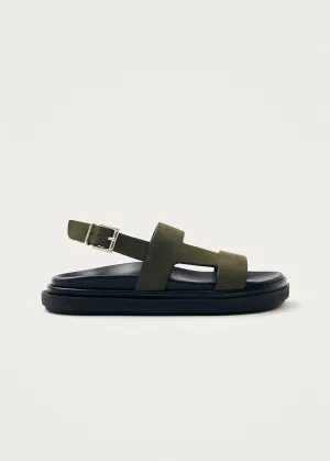 Lorelei Suede Khaki Leather Sandals