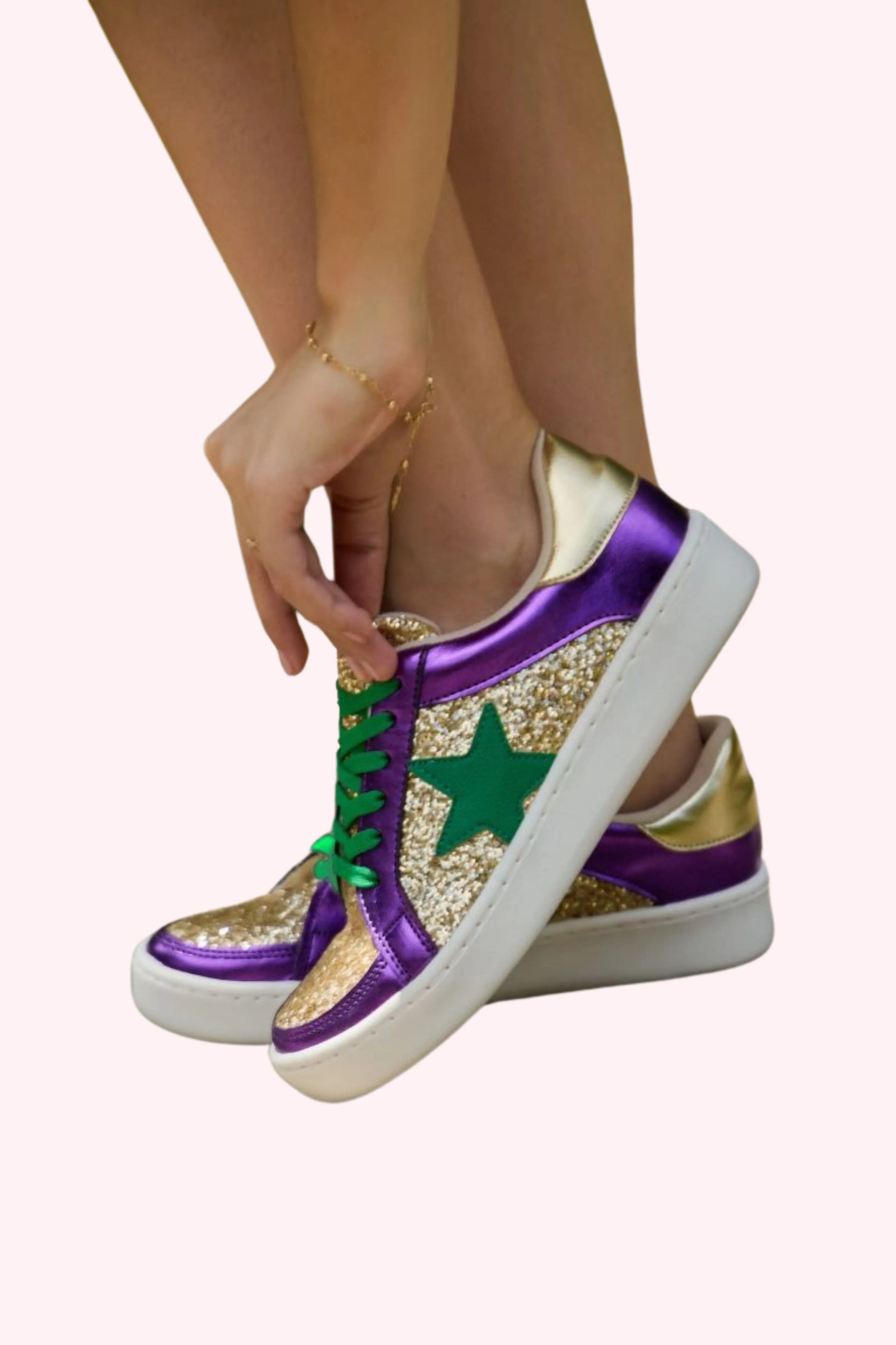 Maker's: Miel Star Sneakers - Gold Mardi Gras