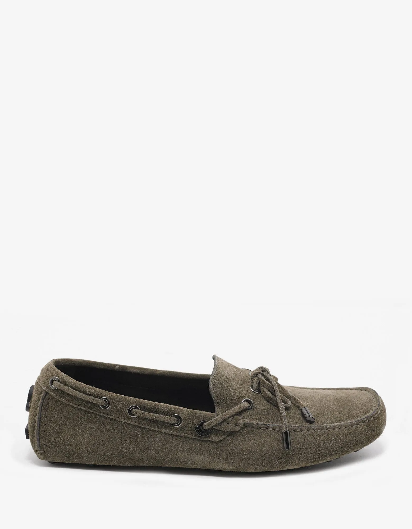 Moncler Aymeric Khaki Suede Leather Driving Shoes