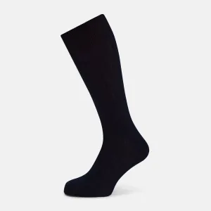 Navy Thick Knit Mid-Length Socks