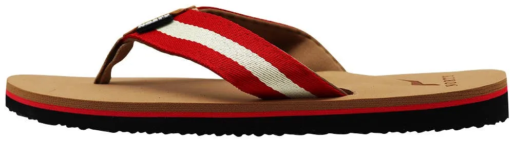 Norty Mens Flip Flop Sandal Camel Red   11024