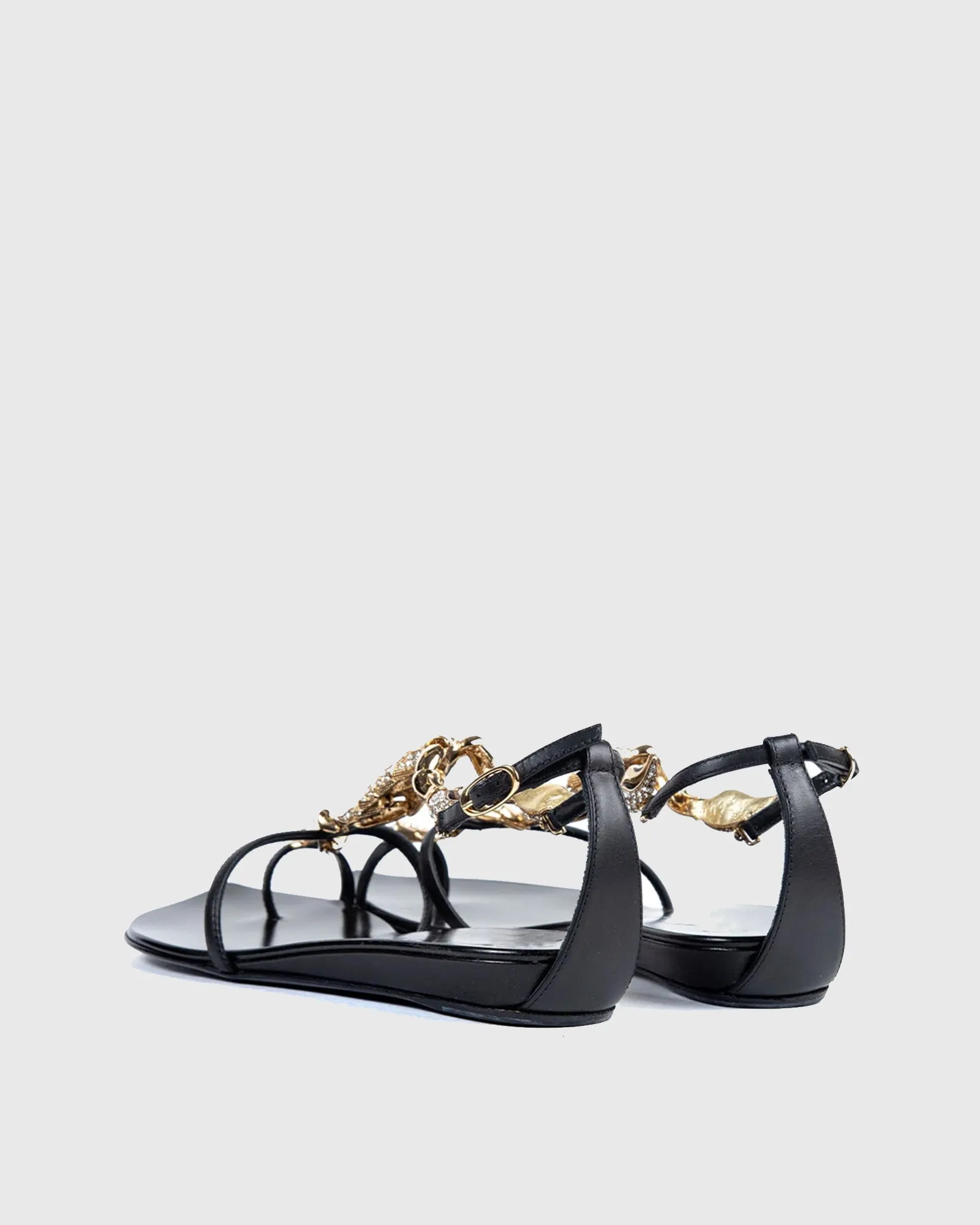 Pia Rhinestone Scorpion Strap Flats