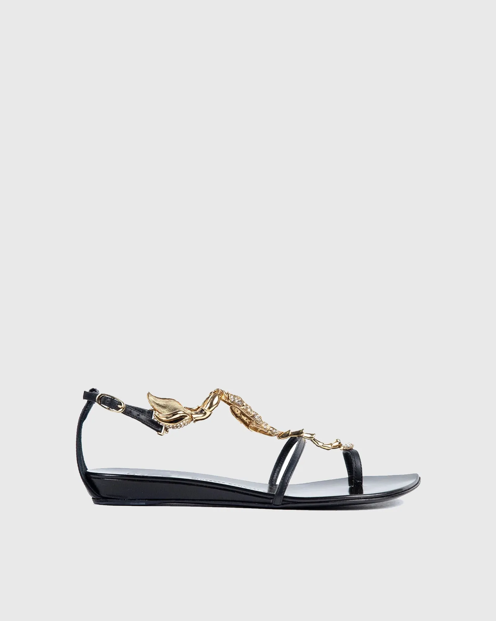 Pia Rhinestone Scorpion Strap Flats