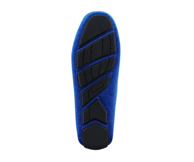 Roberto Royal Velvet Dress Shoes Men’s Blue Moccasins