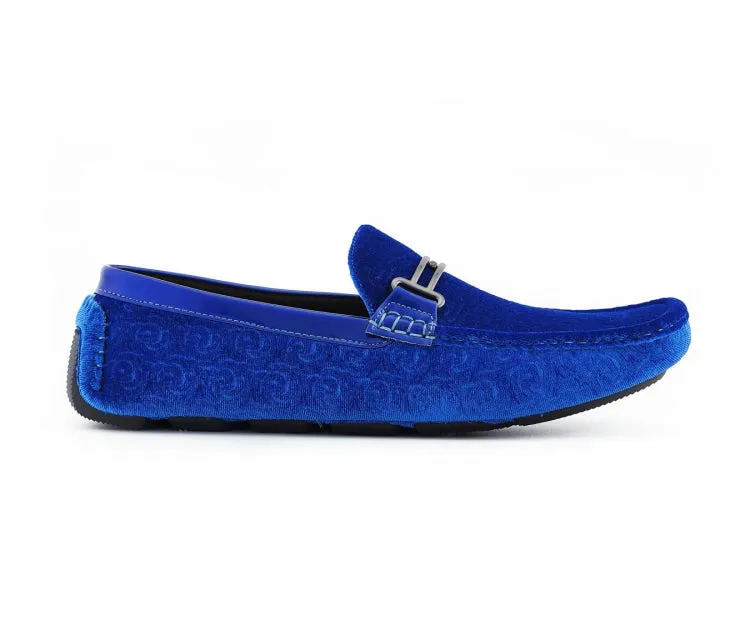 Roberto Royal Velvet Dress Shoes Men’s Blue Moccasins