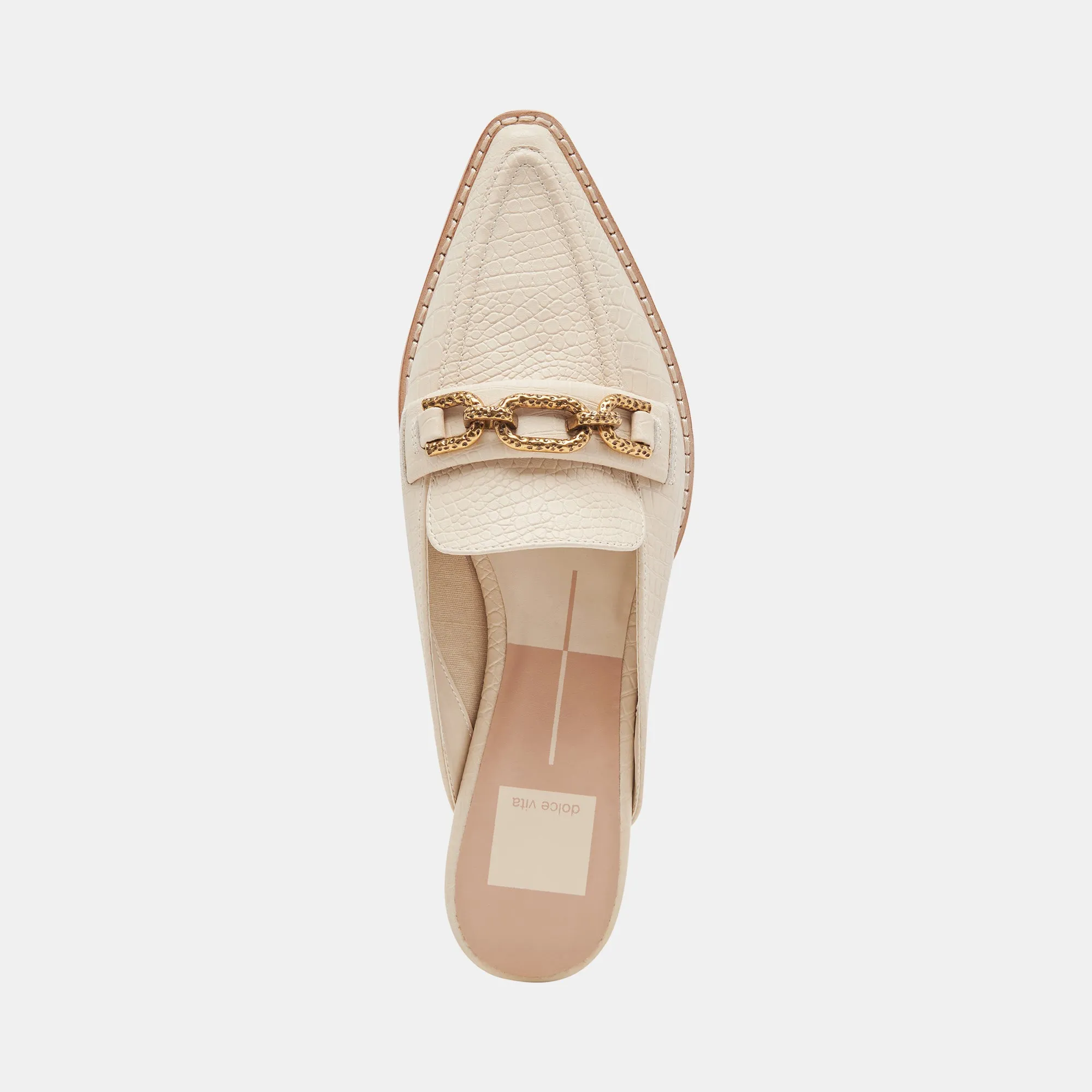 SIDON FLATS IVORY EMBOSSED LEATHER
