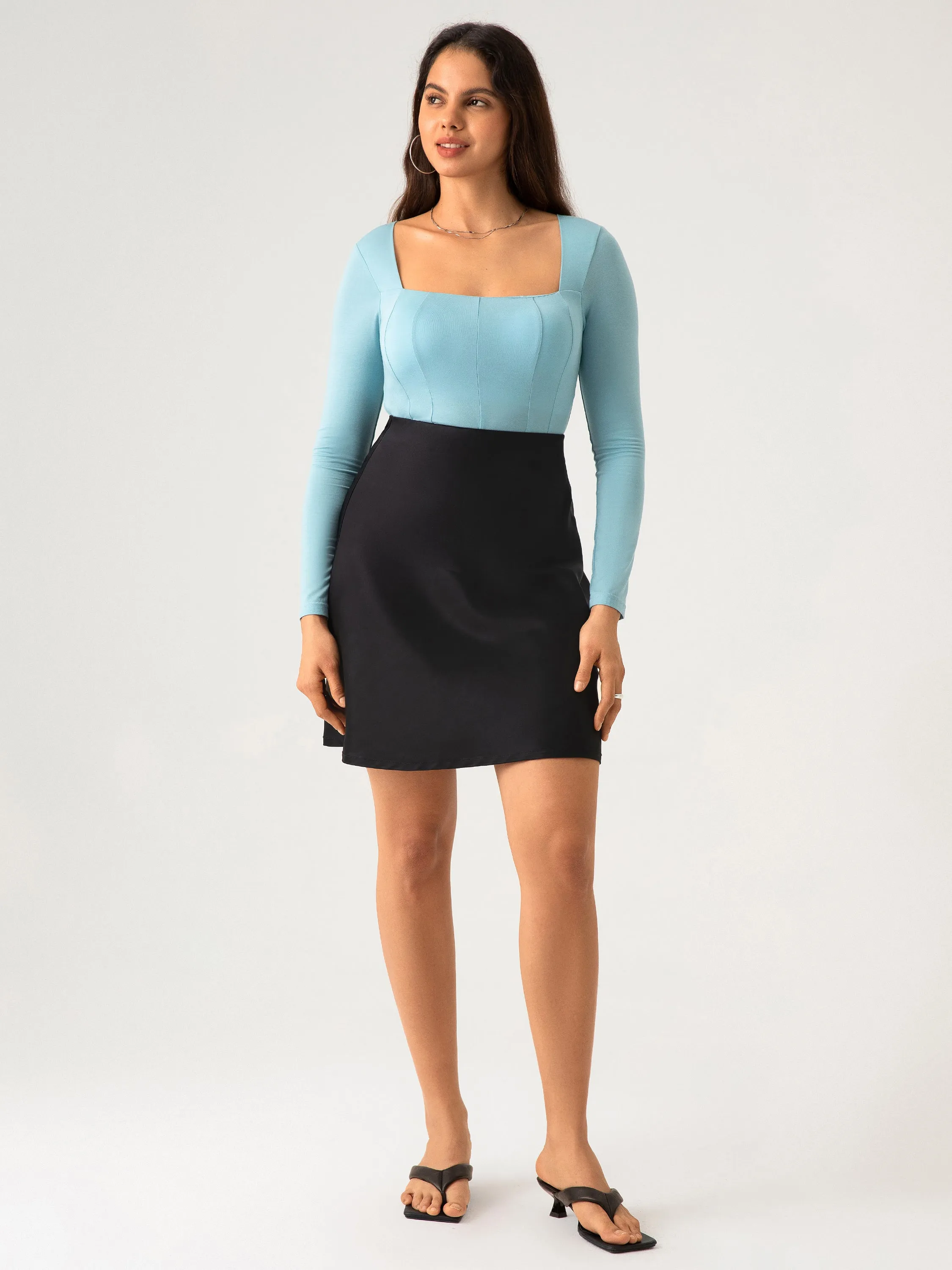 Silk-Like Bias-Cut Slip Mini Skirt