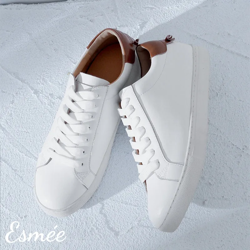 【Size 37 Special Offer】Leather Sneakers with 3 Colors Heel Cap