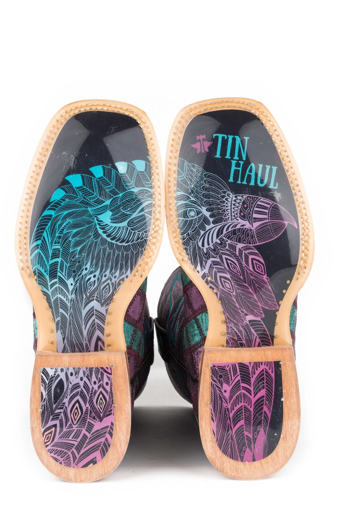 Tin Haul Womens Chevron Eagle Multi-Color Leather Cowboy Boots