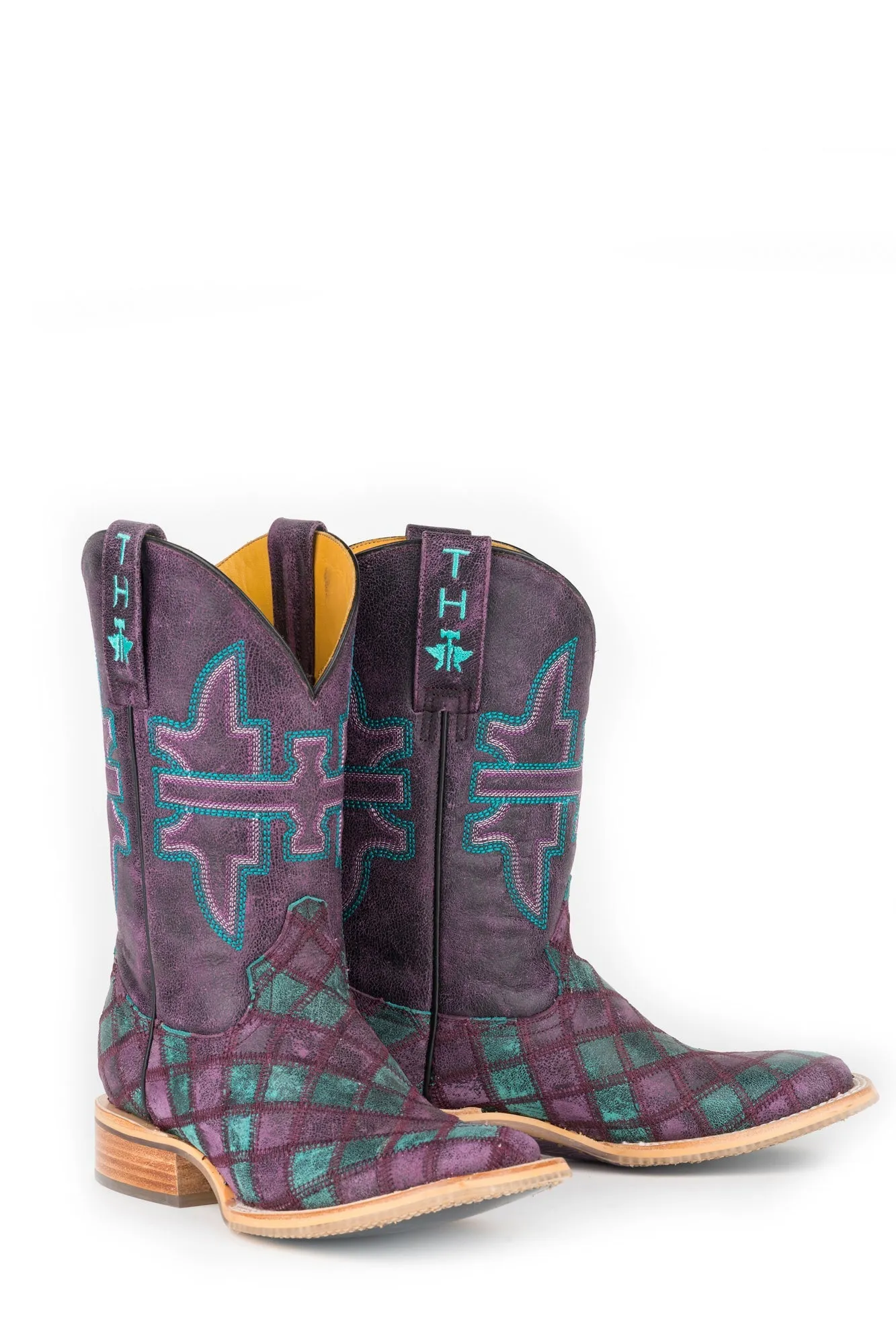 Tin Haul Womens Chevron Eagle Multi-Color Leather Cowboy Boots
