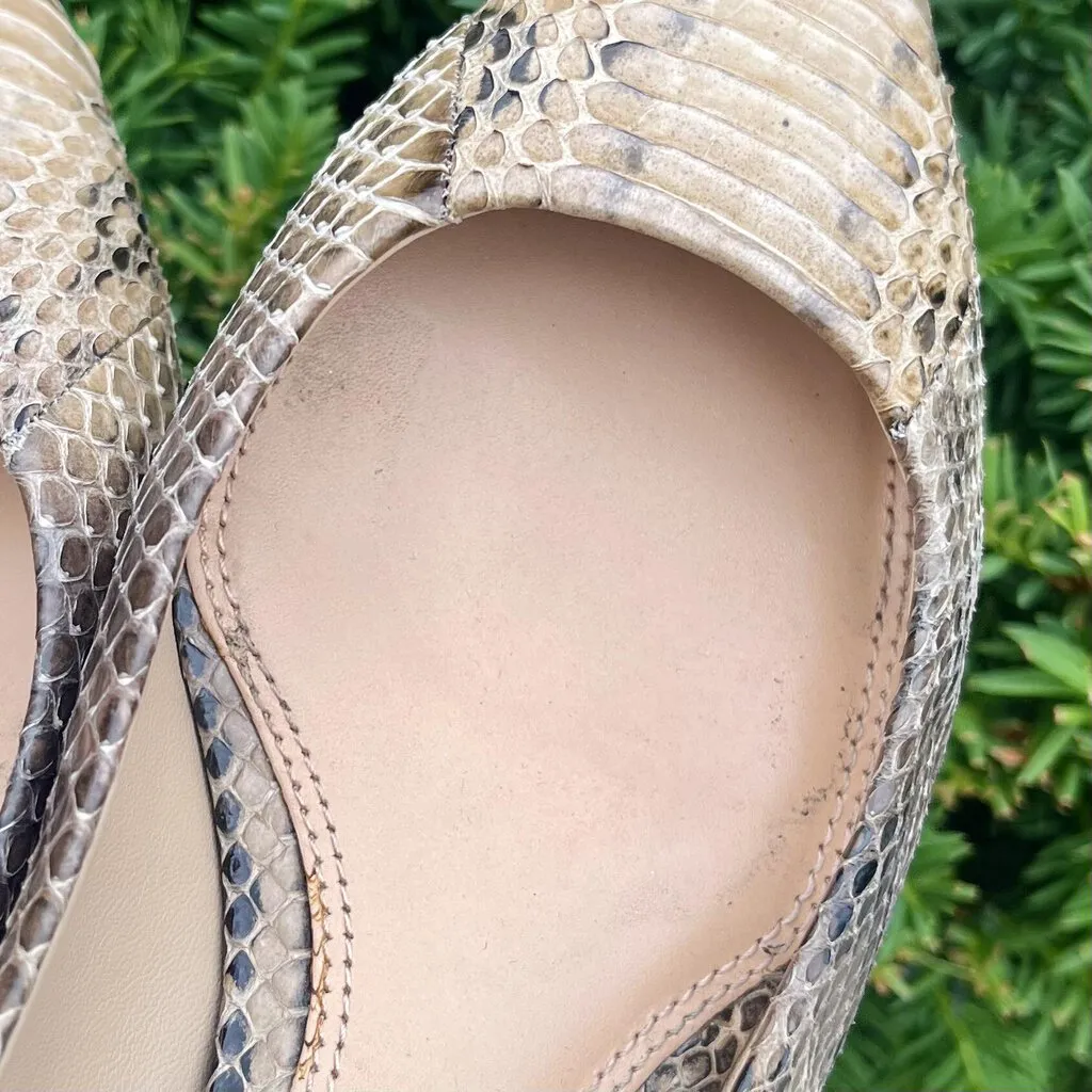 Tory Burch Bedford Snake Embossed Flats - Size 8