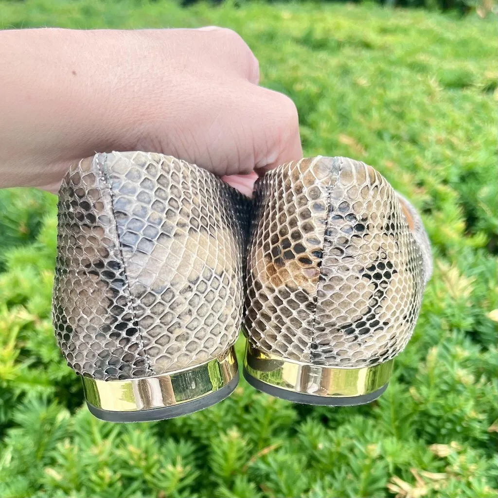 Tory Burch Bedford Snake Embossed Flats - Size 8