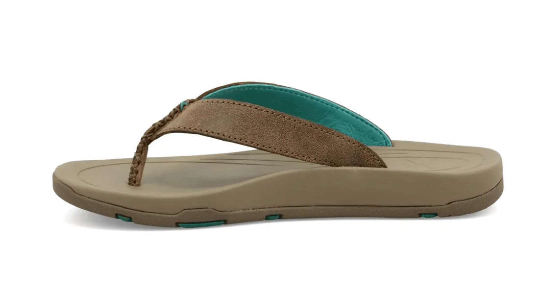 Twisted X Women's Bomber Leather Leightweight Sandal Flip Flop WSD0005