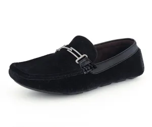 Velvet Elegance Black Floral Driving Moccasins Men's Velvet
