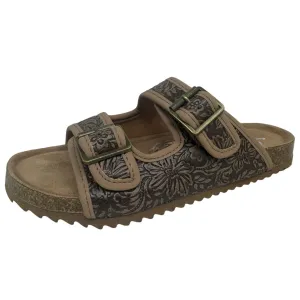 Very G Women's Brown Floral Double Strap Sandal