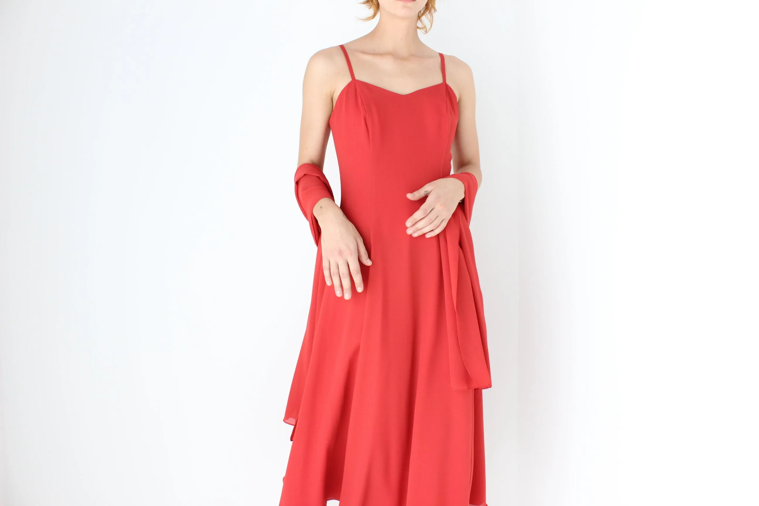Whimsical 90s Cocktail Slip Dress w/ Versatile Shawl