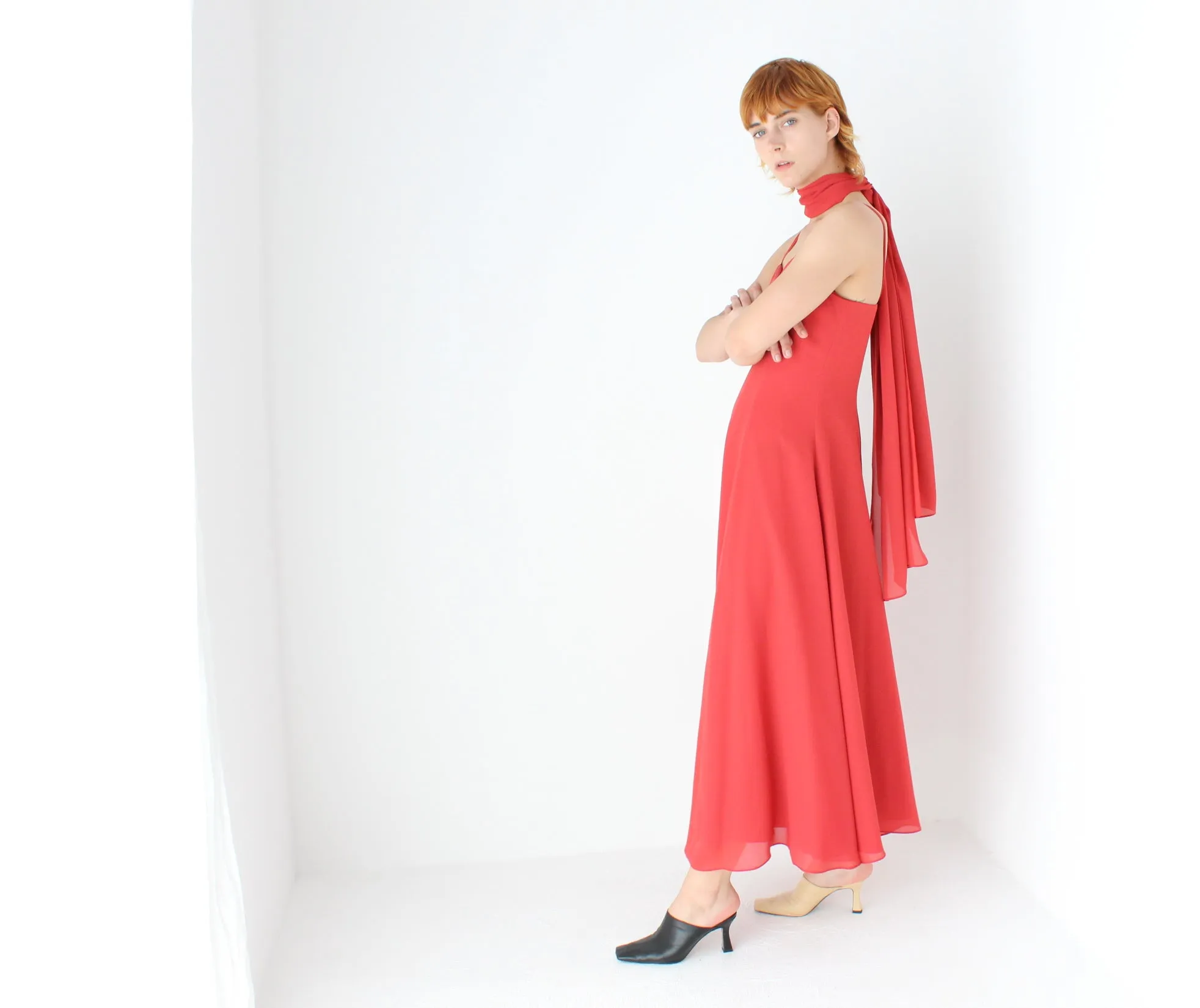 Whimsical 90s Cocktail Slip Dress w/ Versatile Shawl
