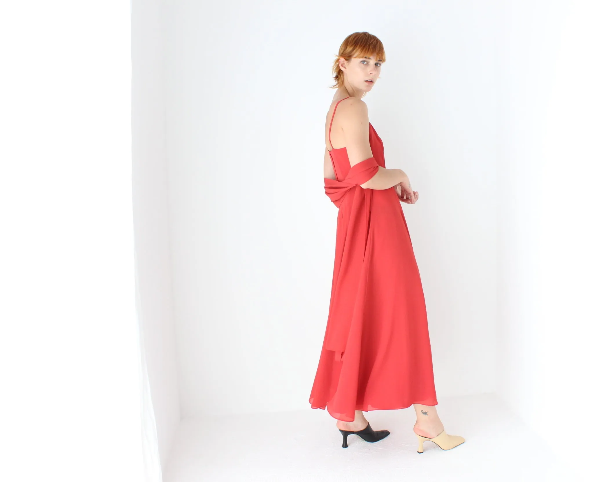 Whimsical 90s Cocktail Slip Dress w/ Versatile Shawl